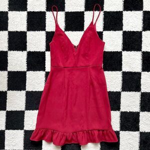 Princess Polly Red Ruffle Hem Dress XS